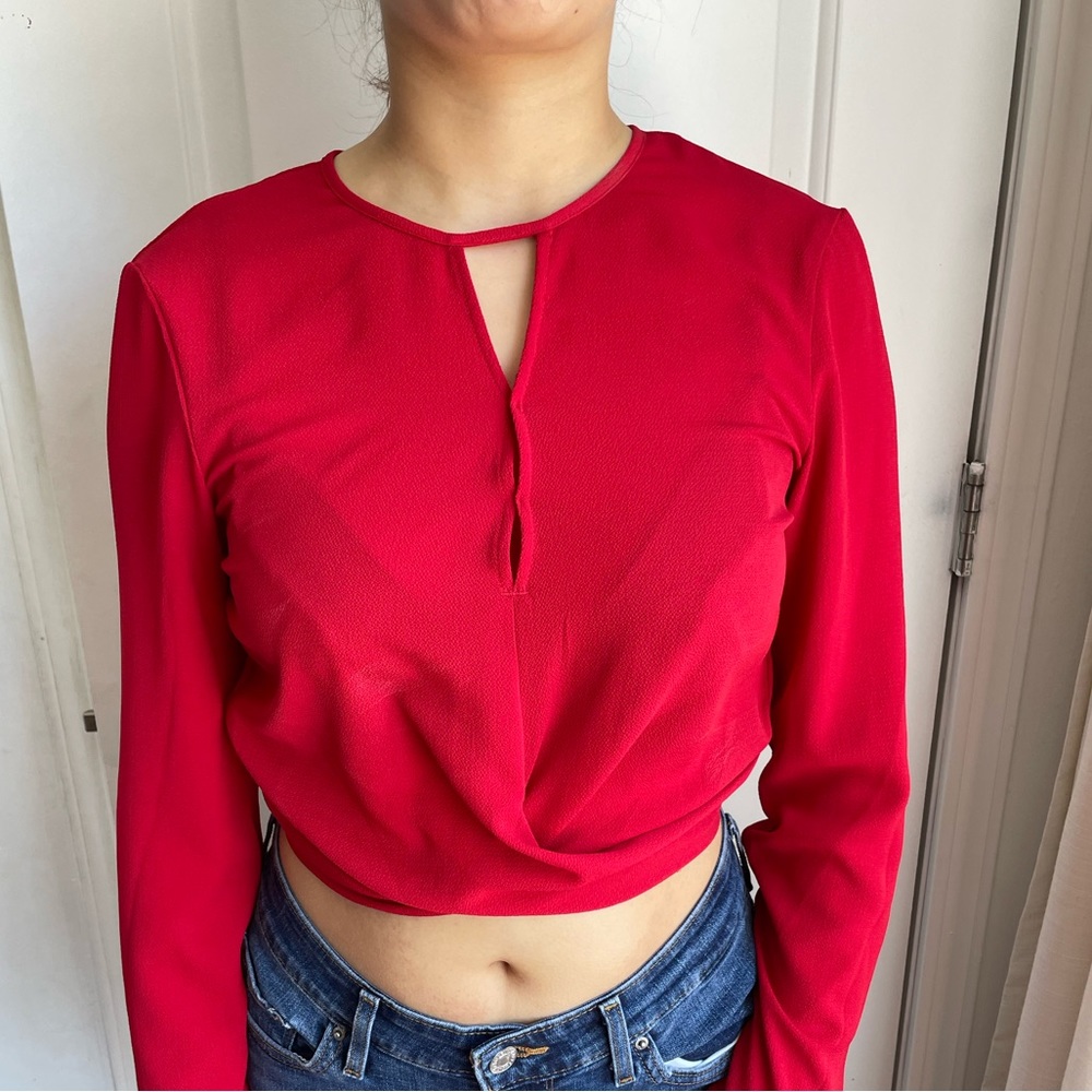 Red crop top blouse